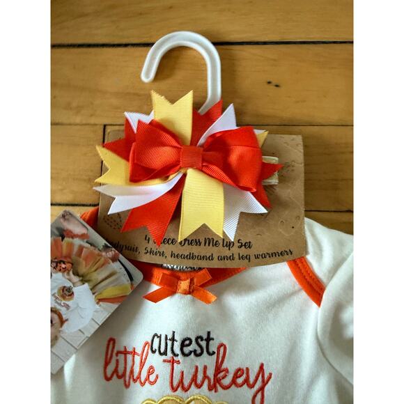 NWT Baby Essentials 4 piece cutest little turkey Thanksgiving infant outfit - Picture 3 of 7
